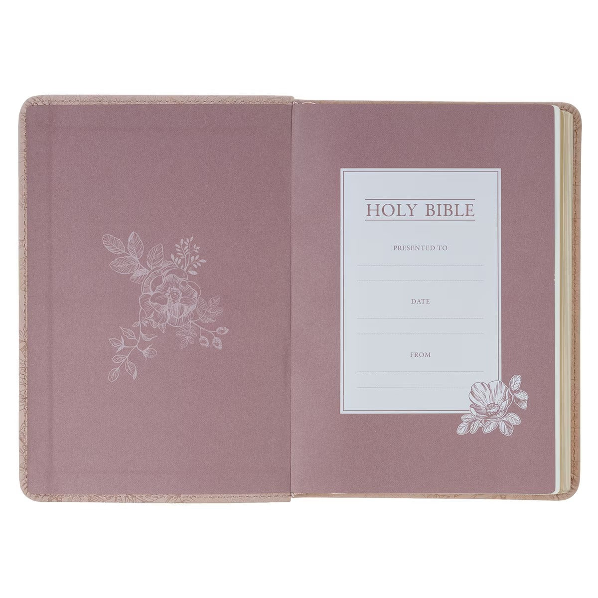 Blush Pink Floral Faux Leather Compact King James Version Bible - The Christian Gift Company