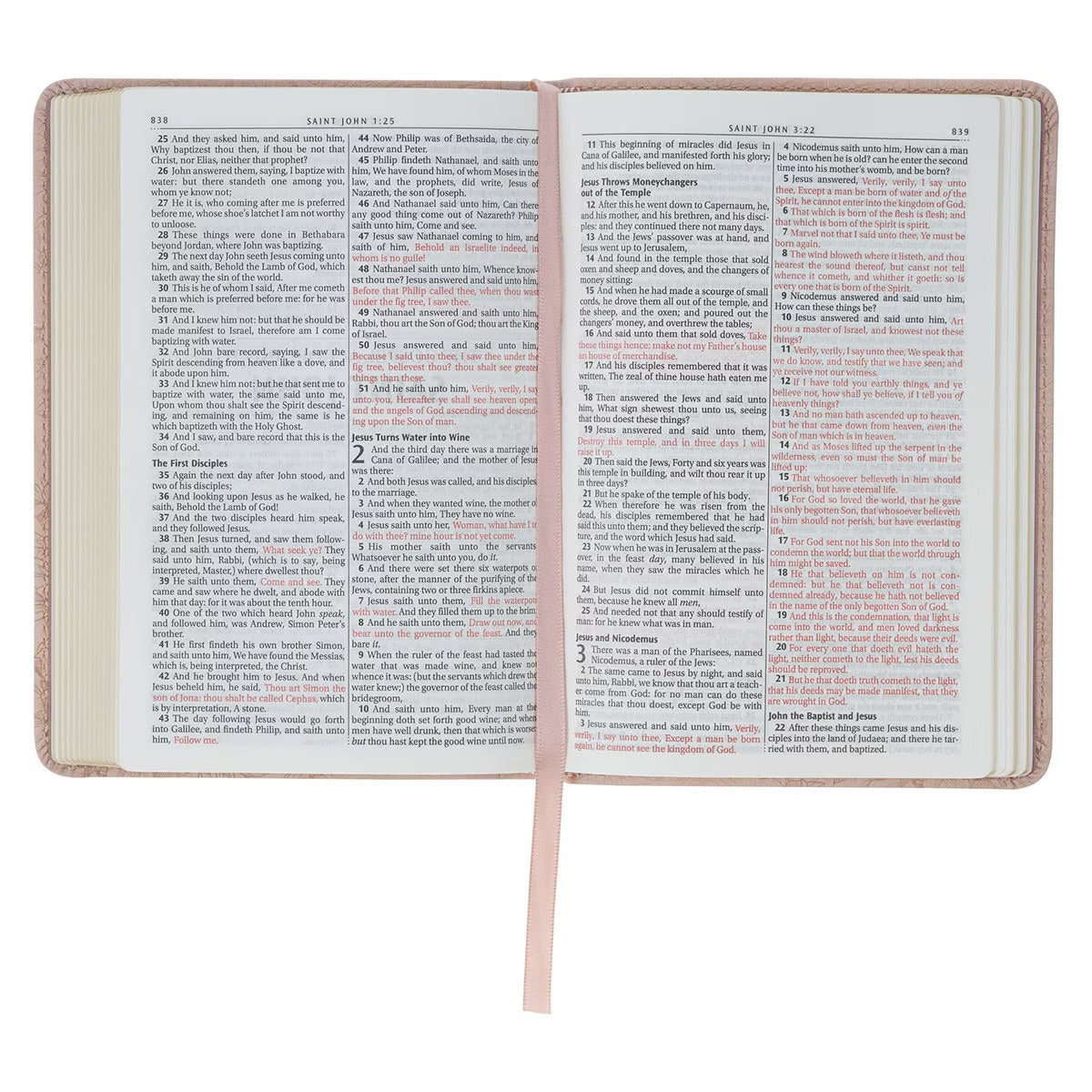 Blush Pink Floral Faux Leather Compact King James Version Bible - The Christian Gift Company
