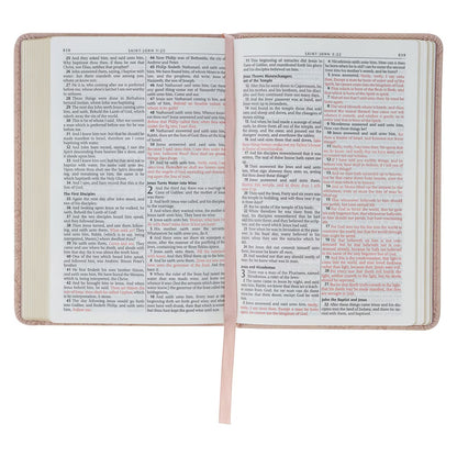 Blush Pink Floral Faux Leather Compact King James Version Bible - The Christian Gift Company