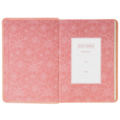 Coral Dawn Floral Large Print Compact King James Version Bible - The Christian Gift Company