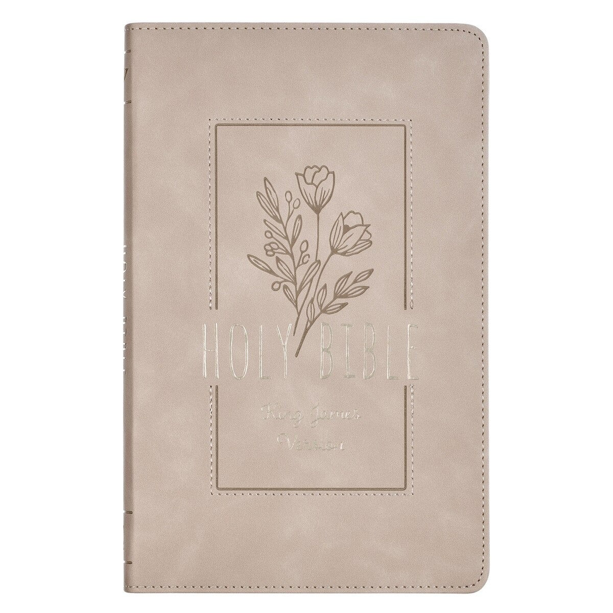 Taupe Floral Faux Leather King James Version Gift Edition Bible - The Christian Gift Company