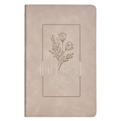 Taupe Floral Faux Leather King James Version Gift Edition Bible - The Christian Gift Company