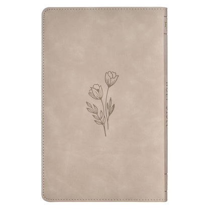Taupe Floral Faux Leather King James Version Gift Edition Bible - The Christian Gift Company