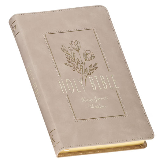 Taupe Floral Faux Leather King James Version Gift Edition Bible - The Christian Gift Company