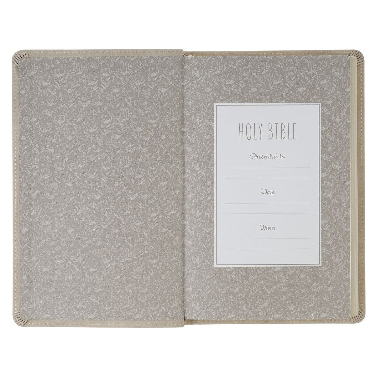 Taupe Floral Faux Leather King James Version Gift Edition Bible - The Christian Gift Company