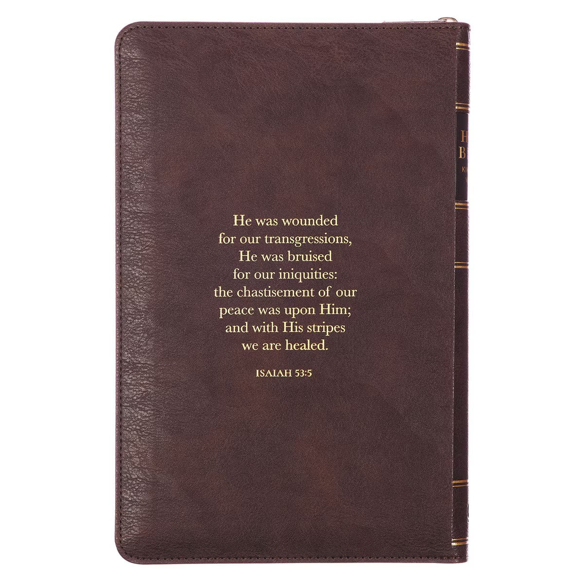 Crown of Thorns Brown Faux Leather KJV Deluxe Gift Bible with Thumb Index and Zip - The Christian Gift Company