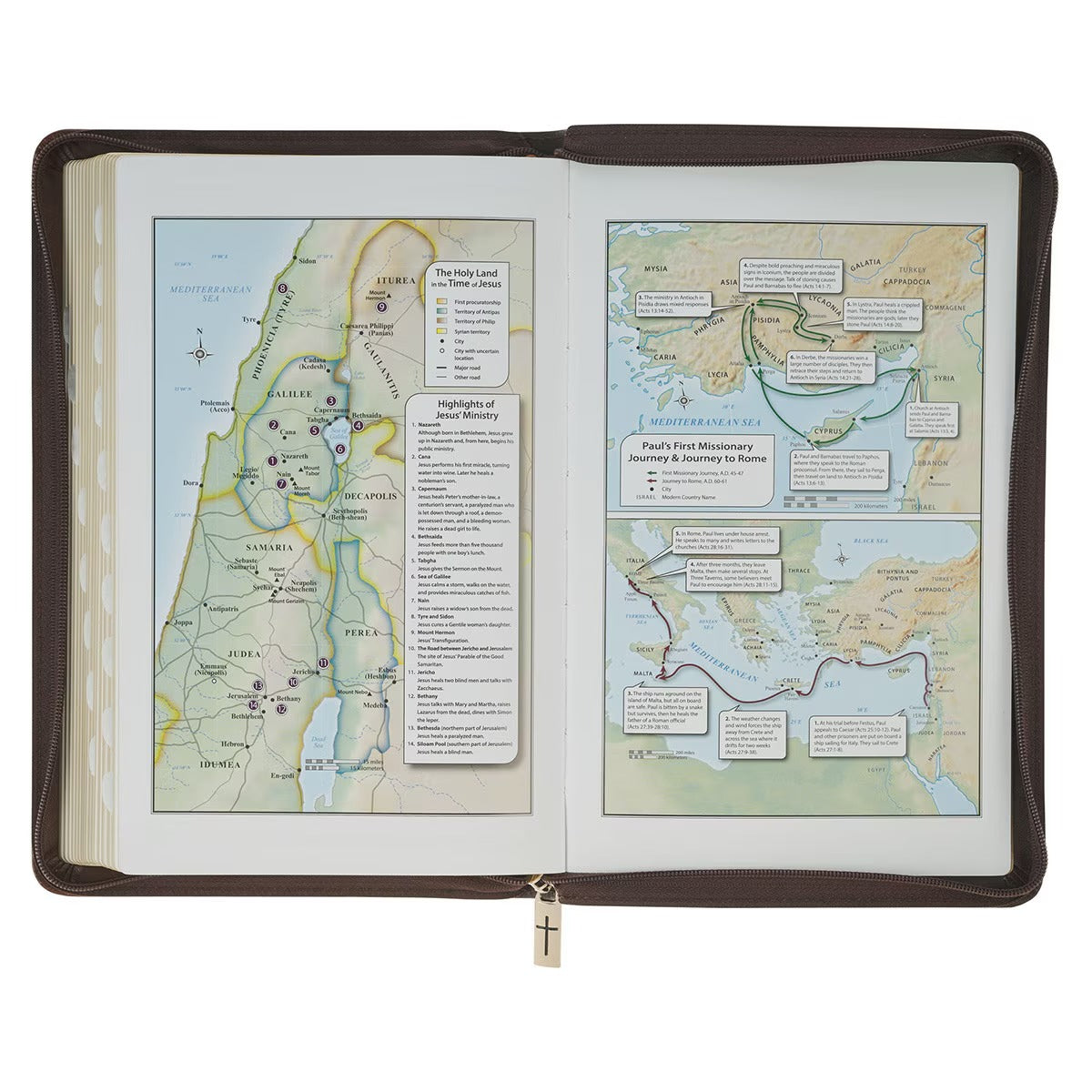 Crown of Thorns Brown Faux Leather KJV Deluxe Gift Bible with Thumb Index and Zip - The Christian Gift Company