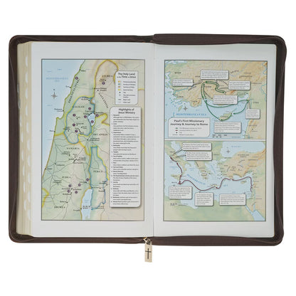 Crown of Thorns Brown Faux Leather KJV Deluxe Gift Bible with Thumb Index and Zip - The Christian Gift Company