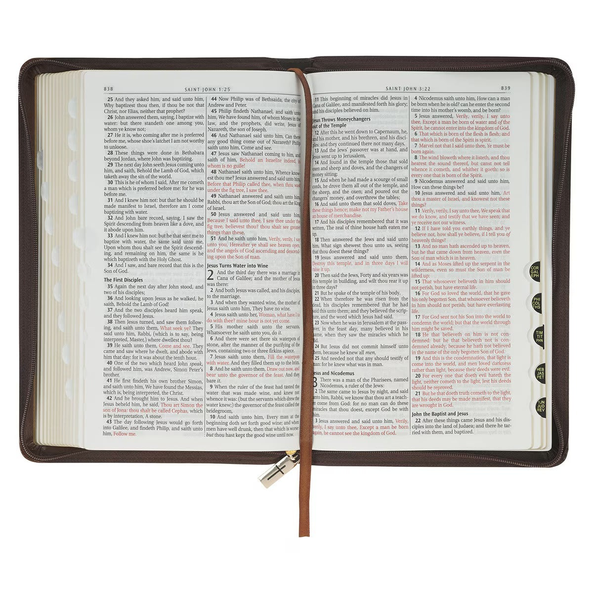 Crown of Thorns Brown Faux Leather KJV Deluxe Gift Bible with Thumb Index and Zip - The Christian Gift Company