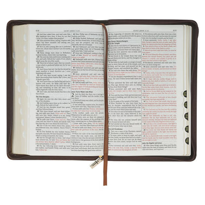 Crown of Thorns Brown Faux Leather KJV Deluxe Gift Bible with Thumb Index and Zip - The Christian Gift Company