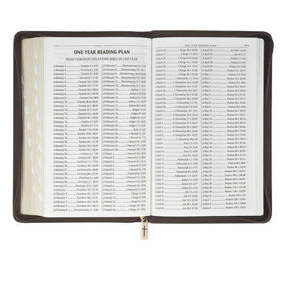 Crown of Thorns Brown Faux Leather KJV Deluxe Gift Bible with Thumb Index and Zip - The Christian Gift Company