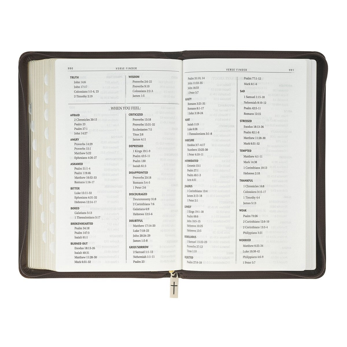 Crown of Thorns Brown Faux Leather KJV Deluxe Gift Bible with Thumb Index and Zip - The Christian Gift Company