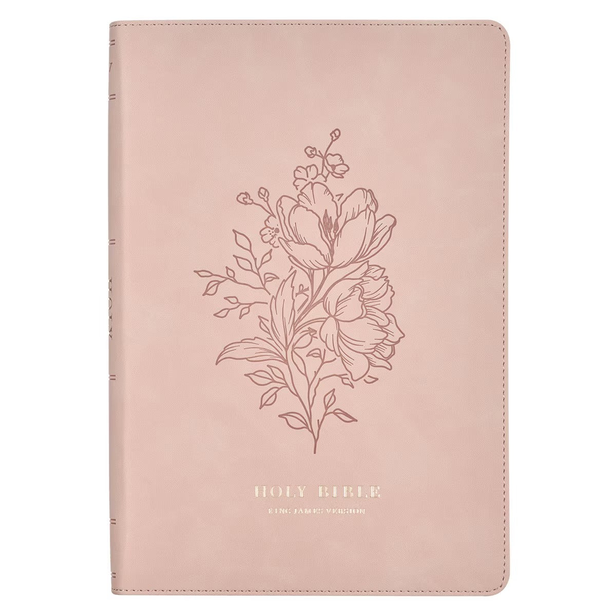 Pink Floral Faux Leather Large Print Thinline King James Version Bible with Thumb Index
