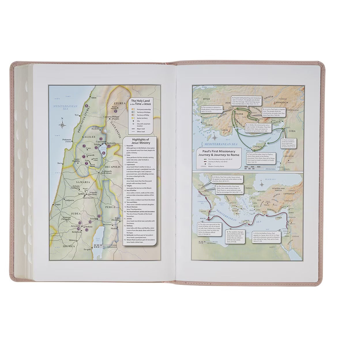 Pink Floral Faux Leather Large Print Thinline King James Version Bible with Thumb Index