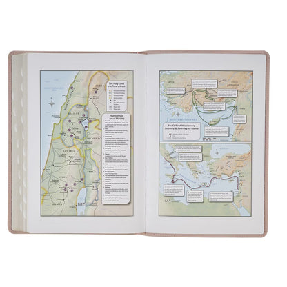 Pink Floral Faux Leather Large Print Thinline King James Version Bible with Thumb Index