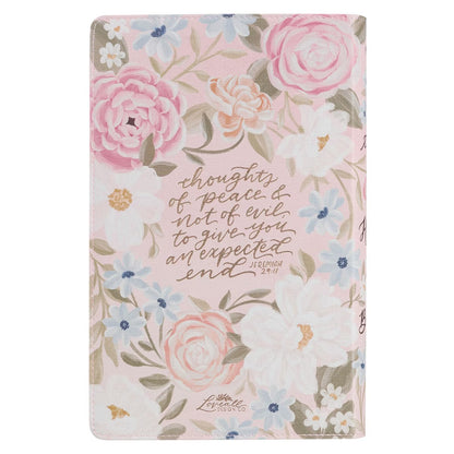 Pink Floral Faux Leather Giant Print Standard-Size King James Version Bible with Thumb Index - The Christian Gift Company