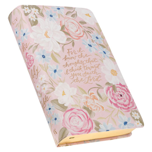 Pink Floral Faux Leather Giant Print Standard-Size King James Version Bible with Thumb Index - The Christian Gift Company