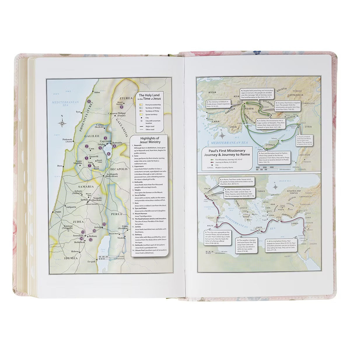 Pink Floral Faux Leather Giant Print Standard-Size King James Version Bible with Thumb Index - The Christian Gift Company