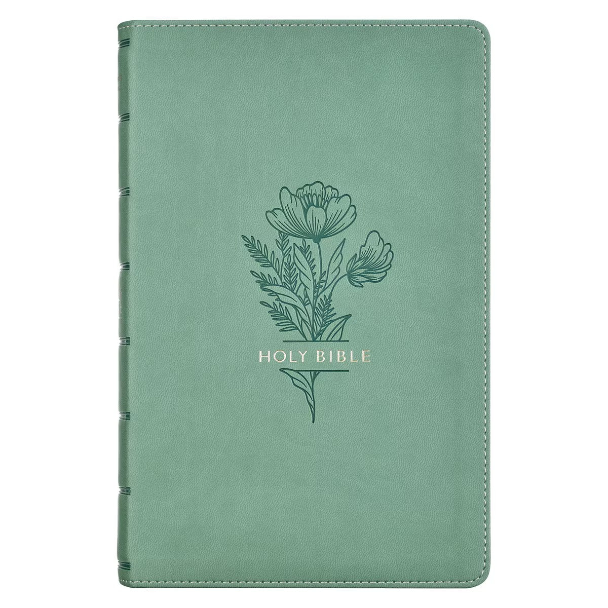 Teal Floral Faux Leather Giant Print Standard-size King James Version Bible with Thumb Index - The Christian Gift Company