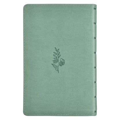Teal Floral Faux Leather Giant Print Standard-size King James Version Bible with Thumb Index - The Christian Gift Company