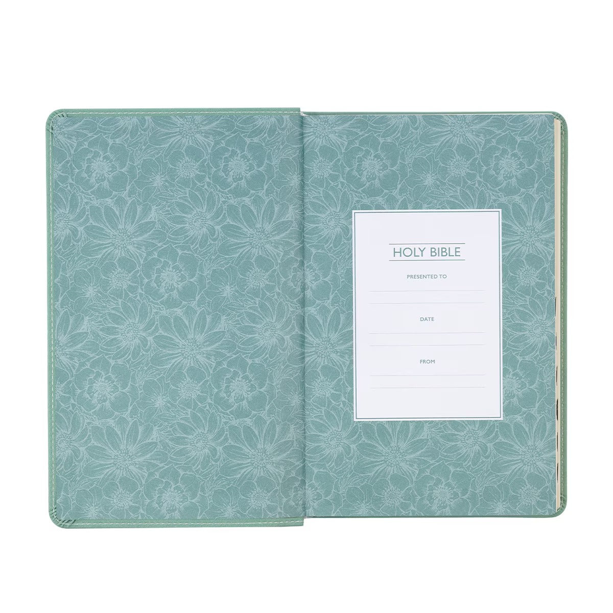 Teal Floral Faux Leather Giant Print Standard-size King James Version Bible with Thumb Index - The Christian Gift Company