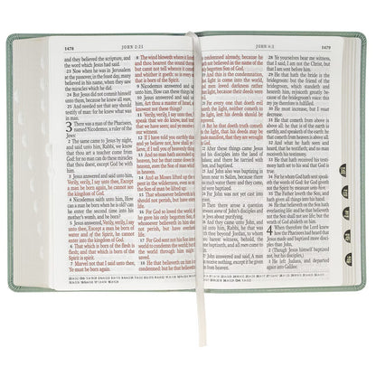 Teal Floral Faux Leather Giant Print Standard-size King James Version Bible with Thumb Index - The Christian Gift Company