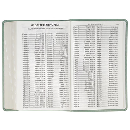 Teal Floral Faux Leather Giant Print Standard-size King James Version Bible with Thumb Index - The Christian Gift Company