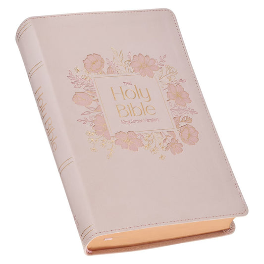 Blush Floral Faux Leather Standard-size Giant Print KJV Bible Thumb Index - The Christian Gift Company