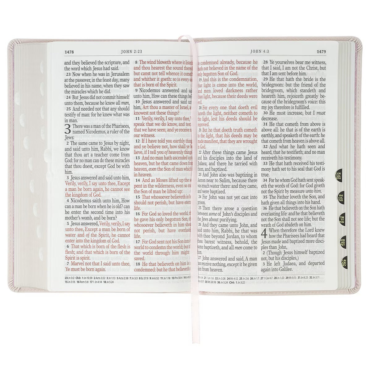 Blush Floral Faux Leather Standard-size Giant Print KJV Bible Thumb Index - The Christian Gift Company
