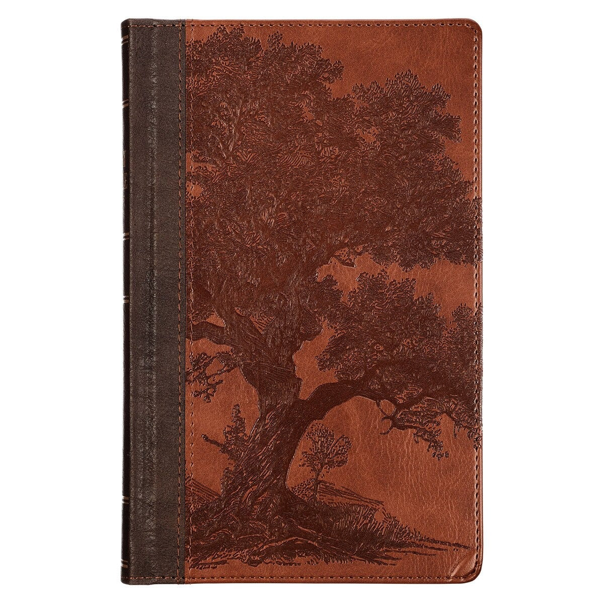 Rooted Brown Faux Leather Giant Print King James Version Bible with Thumb Index - The Christian Gift Company
