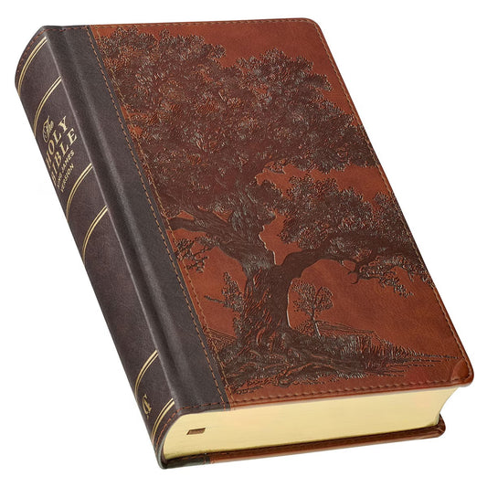 Rooted Brown Faux Leather Giant Print King James Version Bible with Thumb Index - The Christian Gift Company