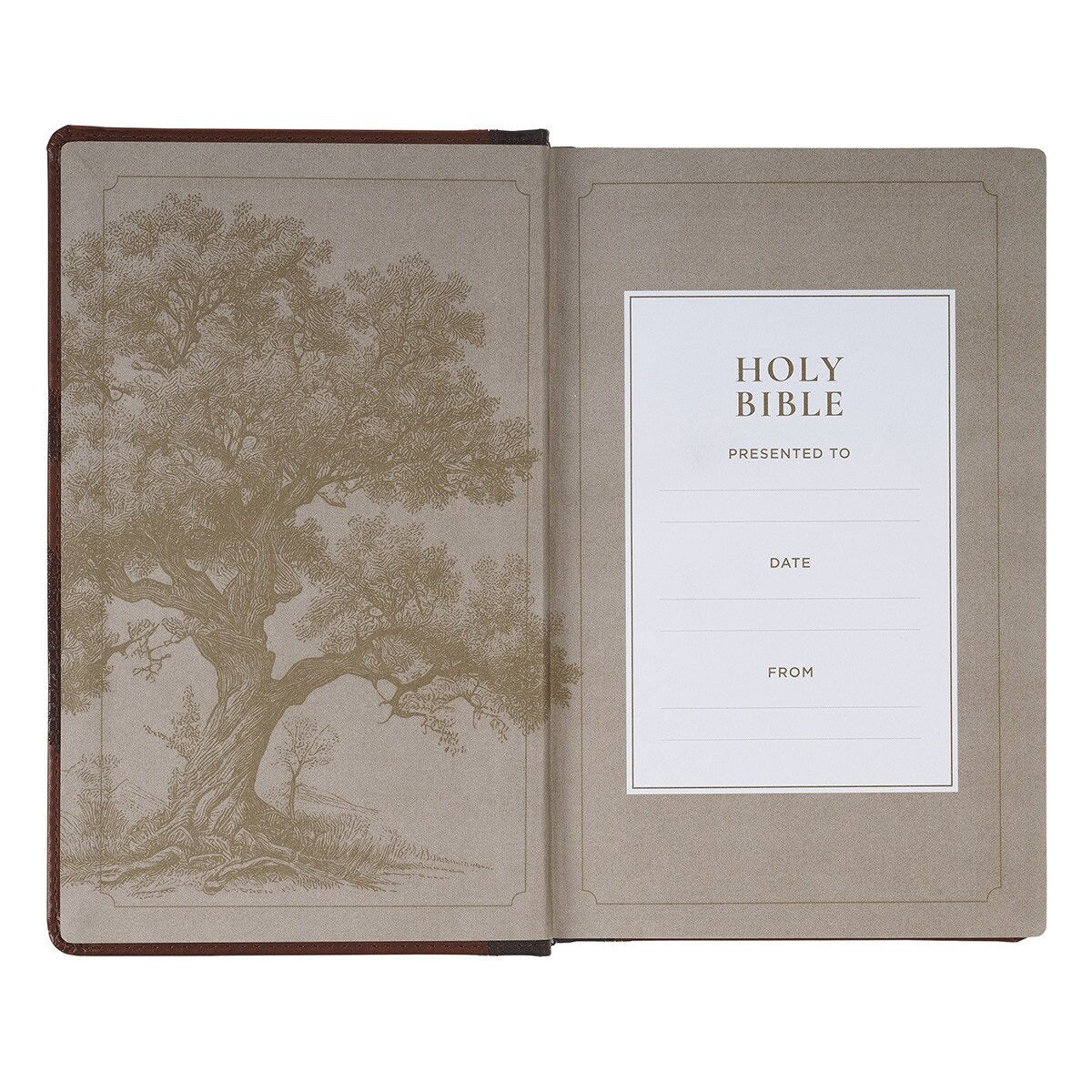 Rooted Brown Faux Leather Giant Print King James Version Bible with Thumb Index - The Christian Gift Company