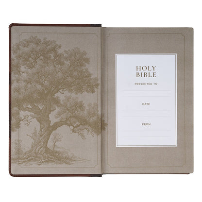 Rooted Brown Faux Leather Giant Print King James Version Bible with Thumb Index - The Christian Gift Company