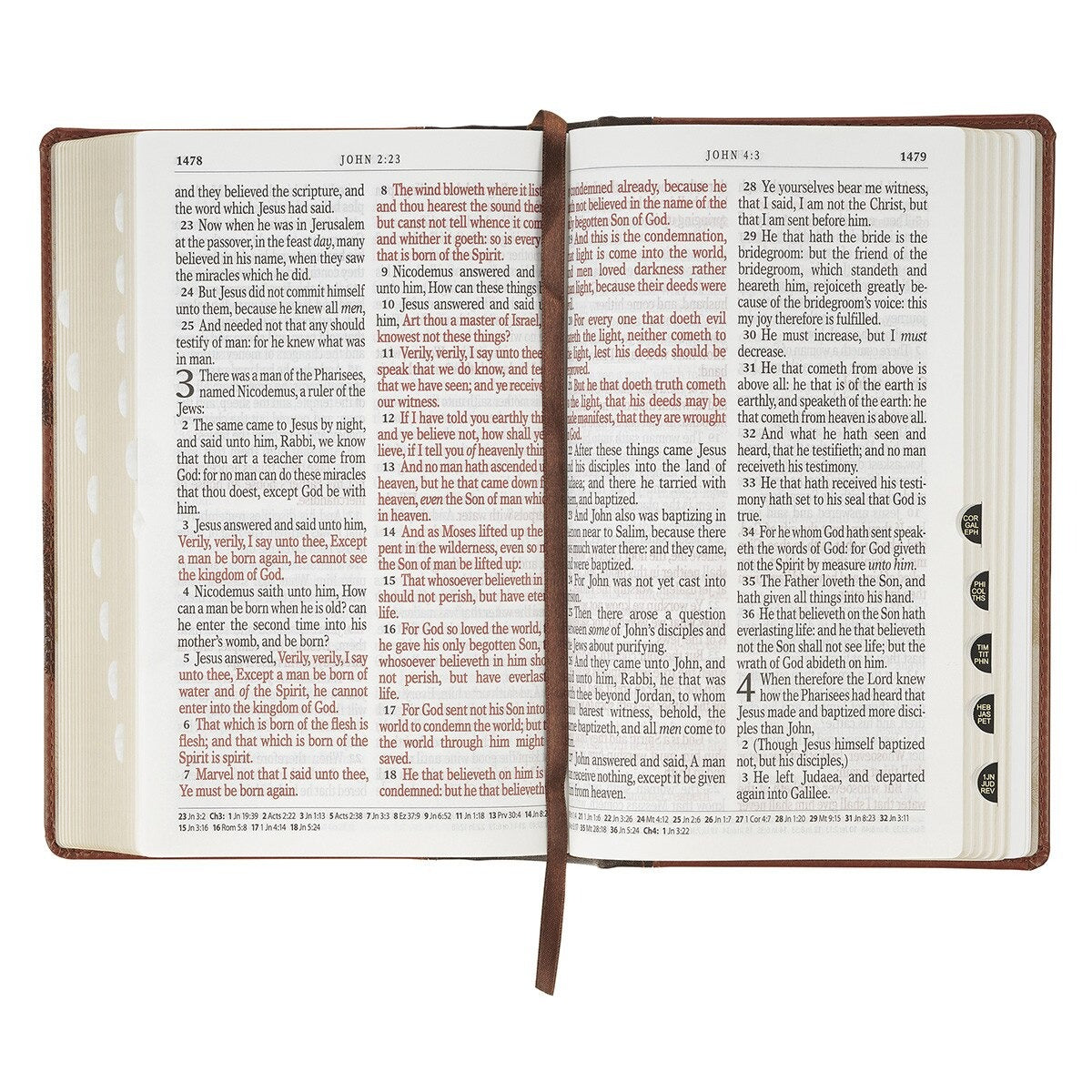 Rooted Brown Faux Leather Giant Print King James Version Bible with Thumb Index - The Christian Gift Company