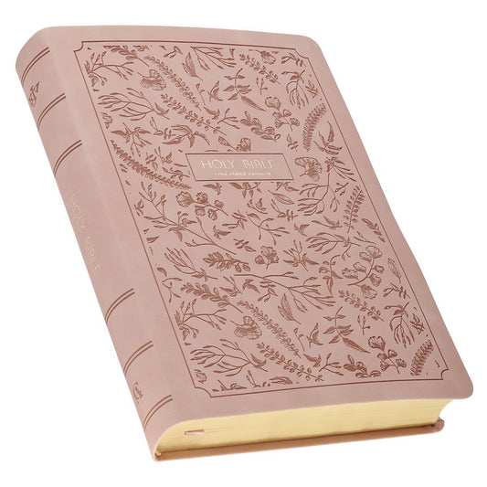 Blush Pink Floral Giant Print Full-size King James Version Bible with Thumb Index - The Christian Gift Company
