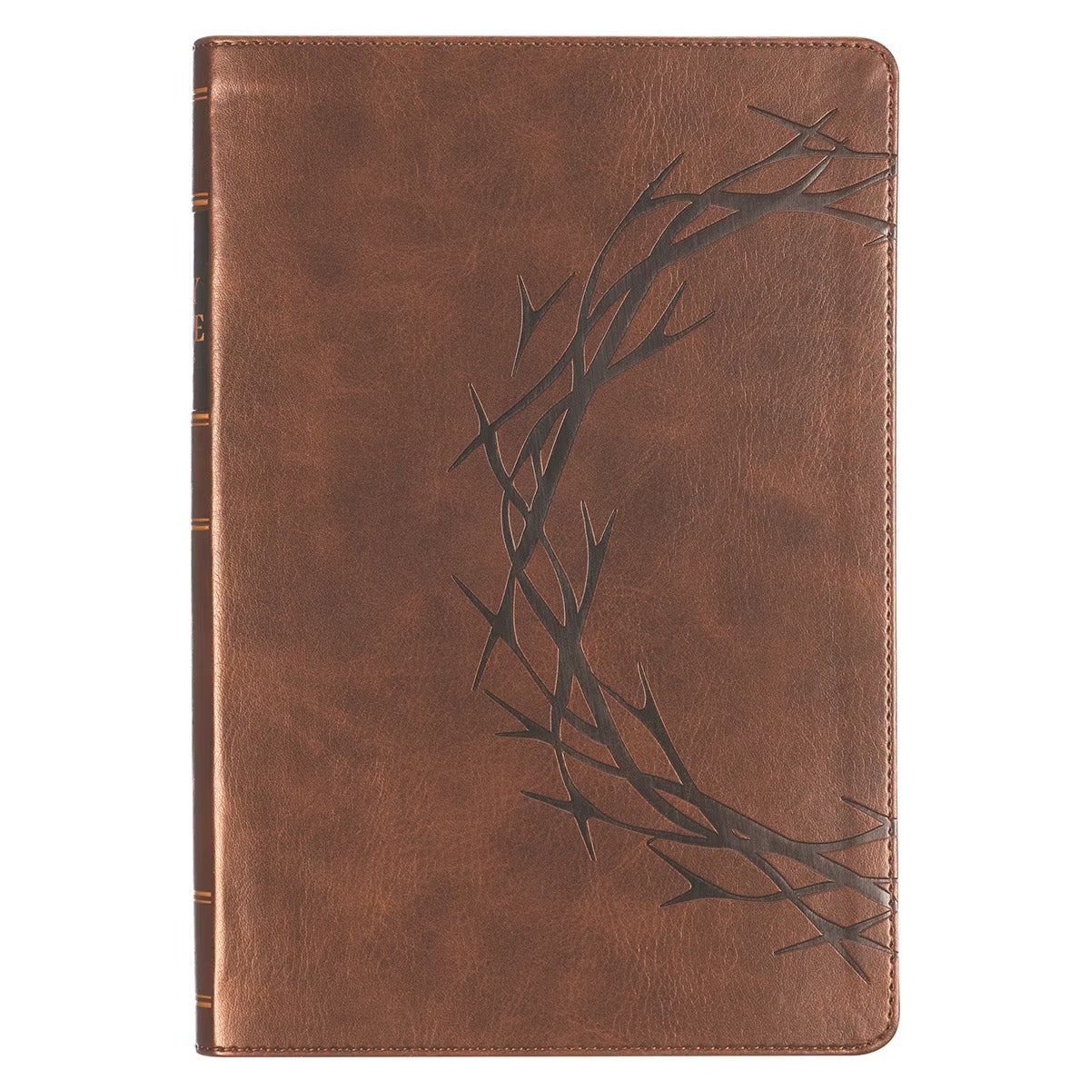 Brown Crown of Thorns Giant Print Full-size King James Version Bible with Thumb Index - The Christian Gift Company