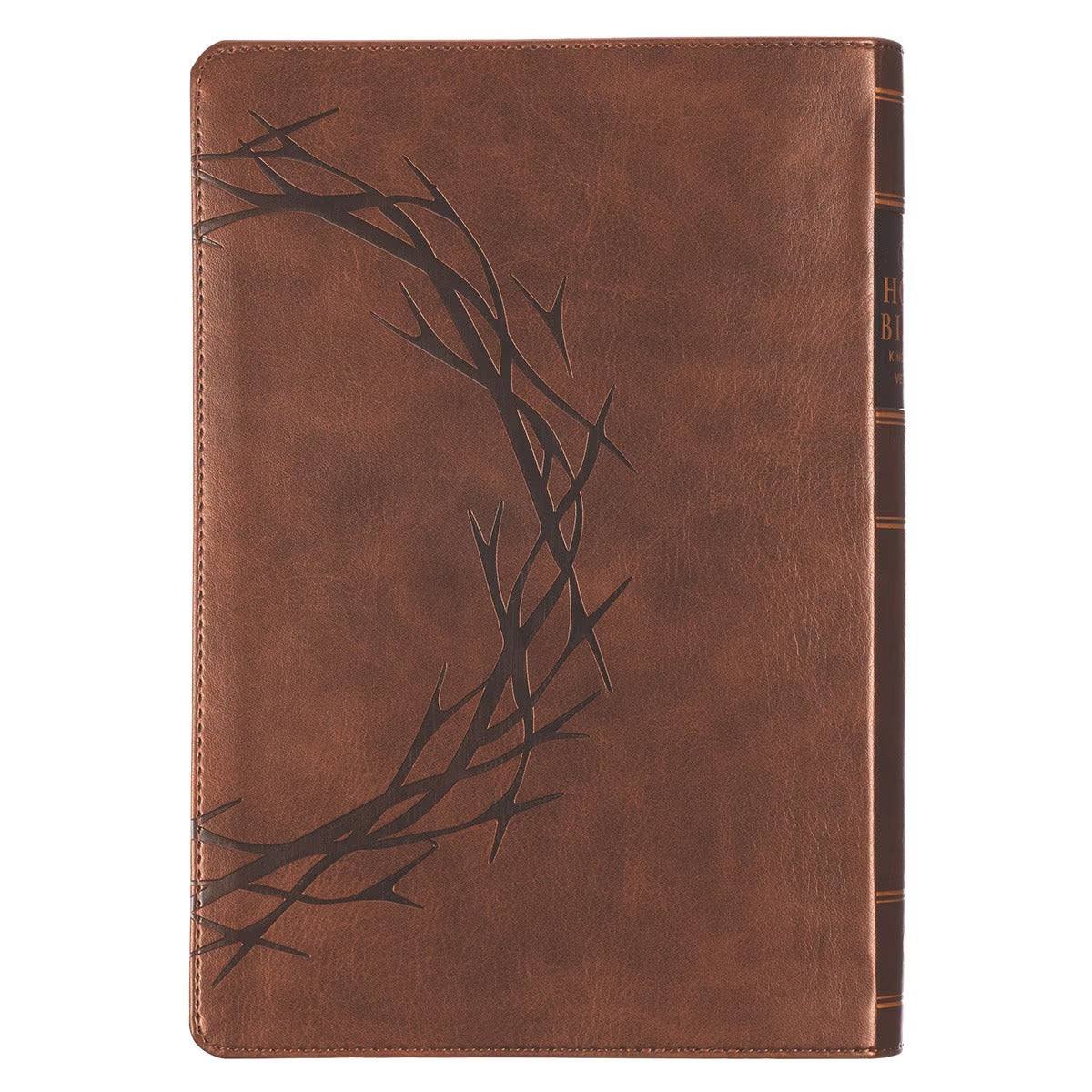 Brown Crown of Thorns Giant Print Full-size King James Version Bible with Thumb Index - The Christian Gift Company