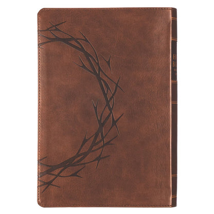 Brown Crown of Thorns Giant Print Full-size King James Version Bible with Thumb Index - The Christian Gift Company