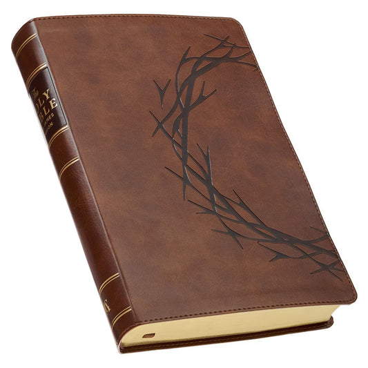 Brown Crown of Thorns Giant Print Full-size King James Version Bible with Thumb Index - The Christian Gift Company