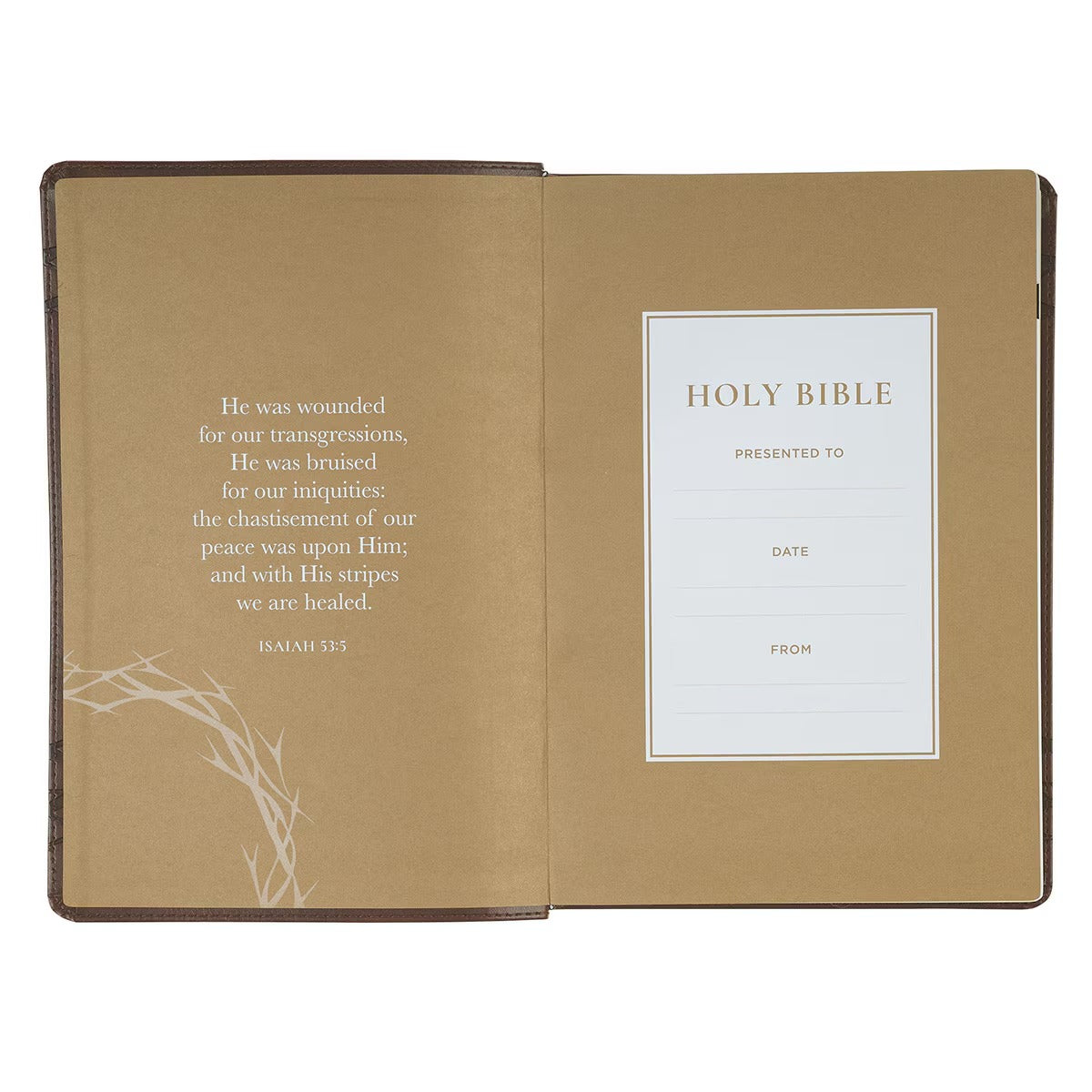 Brown Crown of Thorns Giant Print Full-size King James Version Bible with Thumb Index - The Christian Gift Company