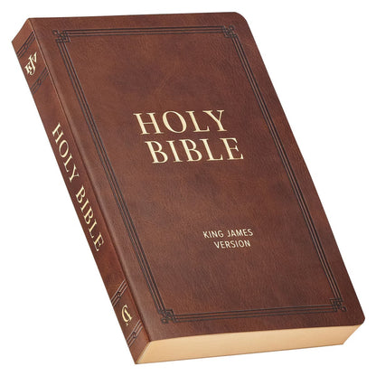 Chestnut Brown Faux Leather King James Version Gift Bible - The Christian Gift Company