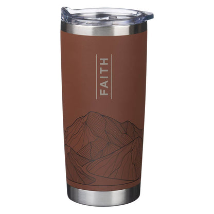 Faith Brown Stainless Steel Travel Tumbler - Matthew 17:20 - The Christian Gift Company