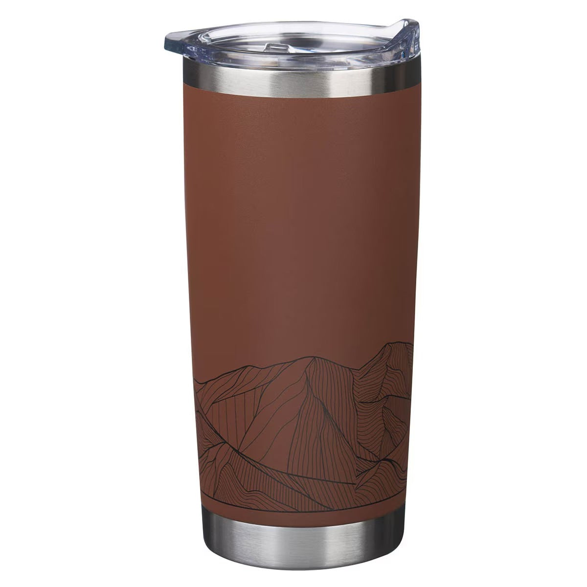 Faith Brown Stainless Steel Travel Tumbler - Matthew 17:20 - The Christian Gift Company