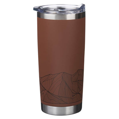 Faith Brown Stainless Steel Travel Tumbler - Matthew 17:20 - The Christian Gift Company
