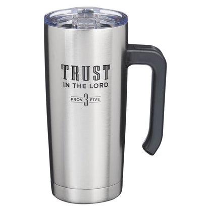 Trust in the Lord Stainless Steel Travel Mug with Handle - Psalm 3:5 - The Christian Gift Company