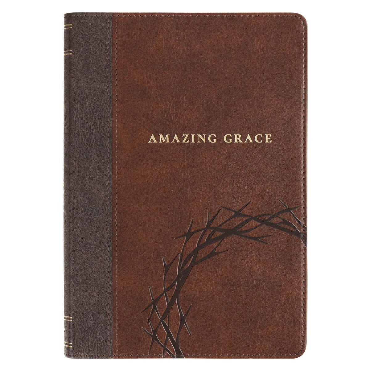 Amazing Grace Brown Crown of Thorns Classic Faux Leather Journal - Isaiah 53:3 - The Christian Gift Company
