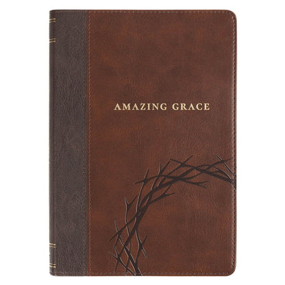 Amazing Grace Brown Crown of Thorns Classic Faux Leather Journal - Isaiah 53:3 - The Christian Gift Company