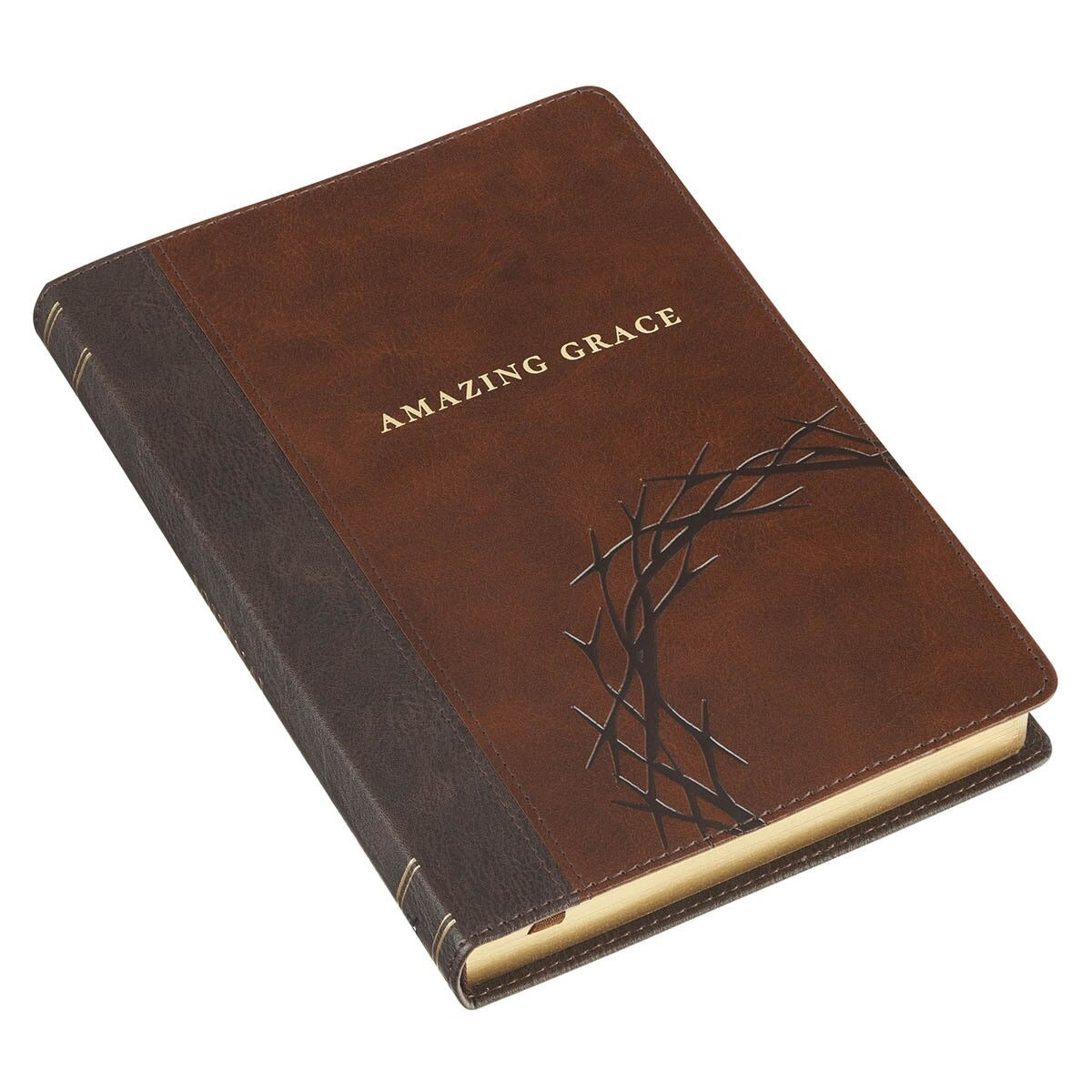 Amazing Grace Brown Crown of Thorns Classic Faux Leather Journal - Isaiah 53:3 - The Christian Gift Company