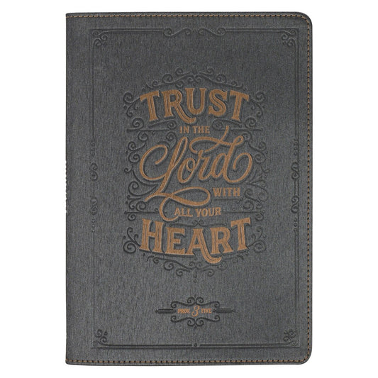 Trust in the Lord Charcoal Faux Leather Classic Journal - Proverbs 3:5 - The Christian Gift Company