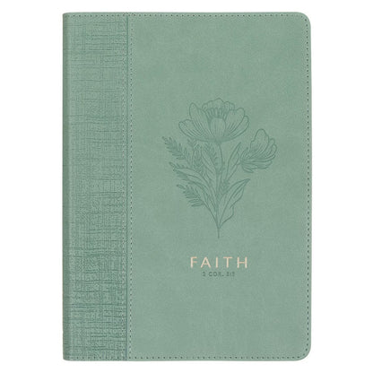 Faith Teal Floral Faux Leather Classic Journal - 2 Corinthians 5:7 - The Christian Gift Company